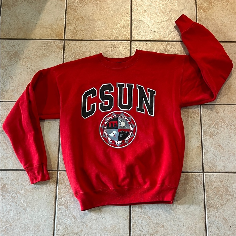 Vintage Jansport CSUN Red Men's Crewneck Pullover Sweatshirt, Sz L‎